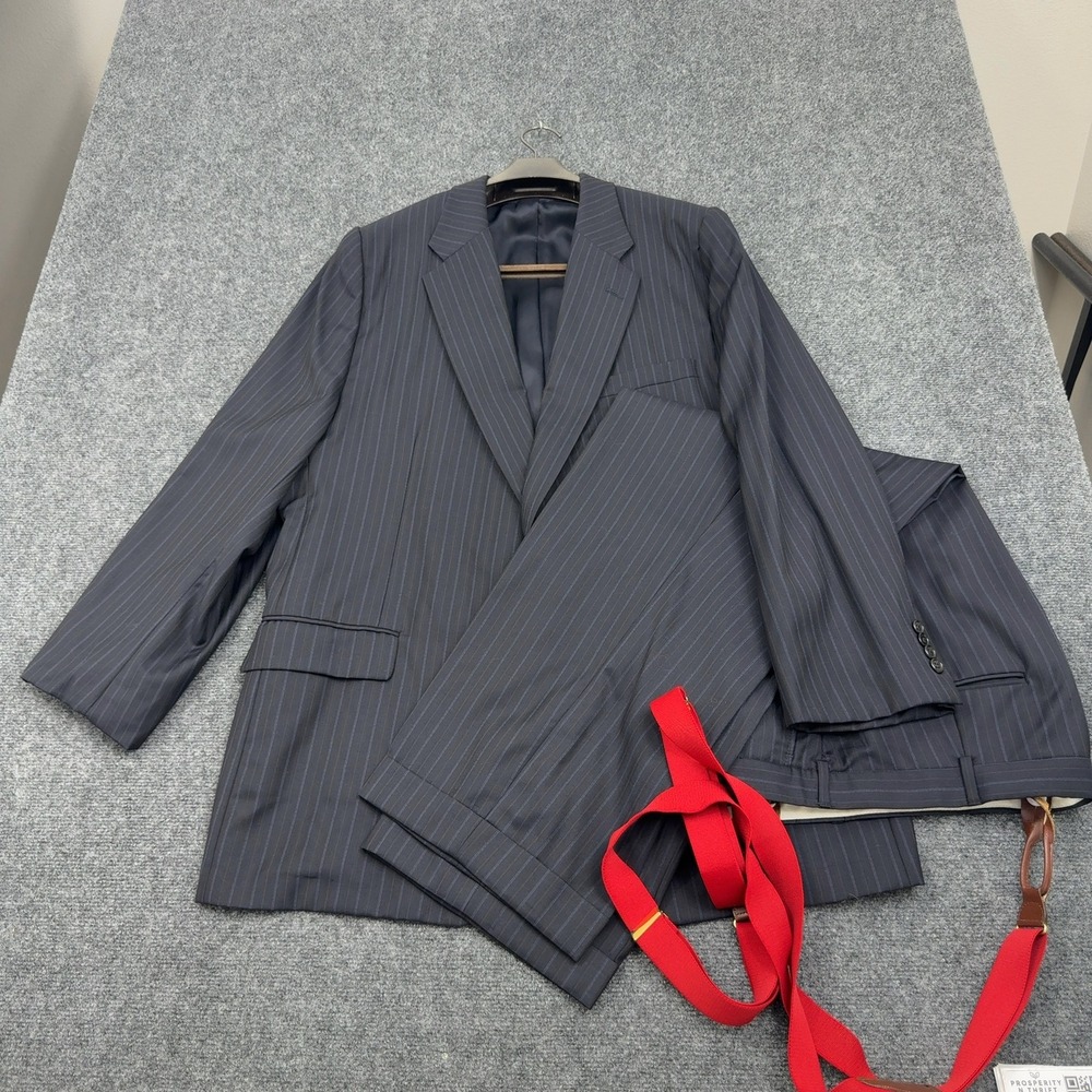 Hickey Freeman Suit Men 50 Navy Wool Pinstripe Loro Piana Madison Classic Luxury